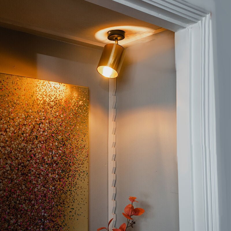 Moderner Deckenspot schwarz mit Gold - Lofty