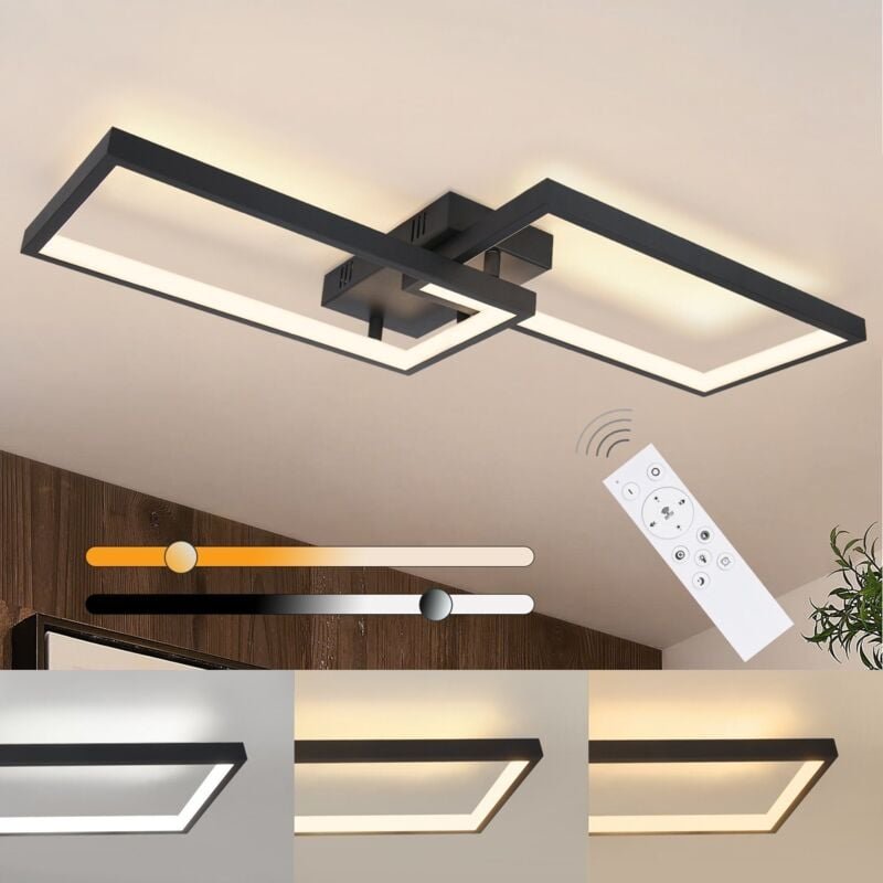 Thumbnail - Deckenlampe led Deckenleuchte Dimmbar mit Fernbedienung 40W Schwarz Wohnzimmerlampe aus Metall Modern Design Schlafzimme...