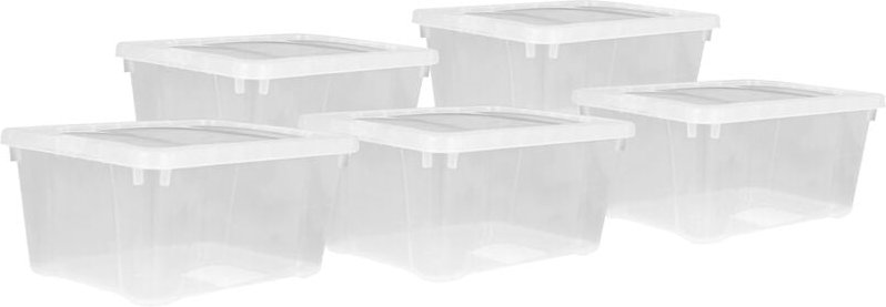 Thumbnail - Kunststoff Aufbewahrungsbox transparent - 4,5 L / 5er Set - Universal Klasicht Box mit Deckel 37 x 26 cm - Multibox Lage...