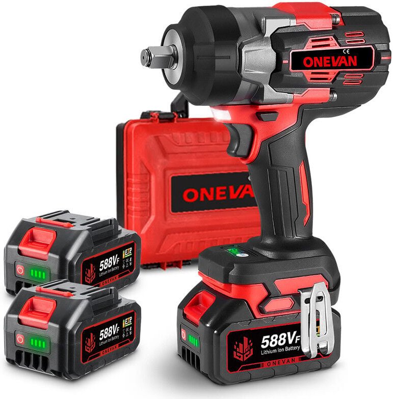 2100Nm Schlagschrauber, 1/2 Bürstenloser Akku-Schlagschrauber Anwendbar für große LKWs, Containerfahrzeuge mit 2 Batteri...