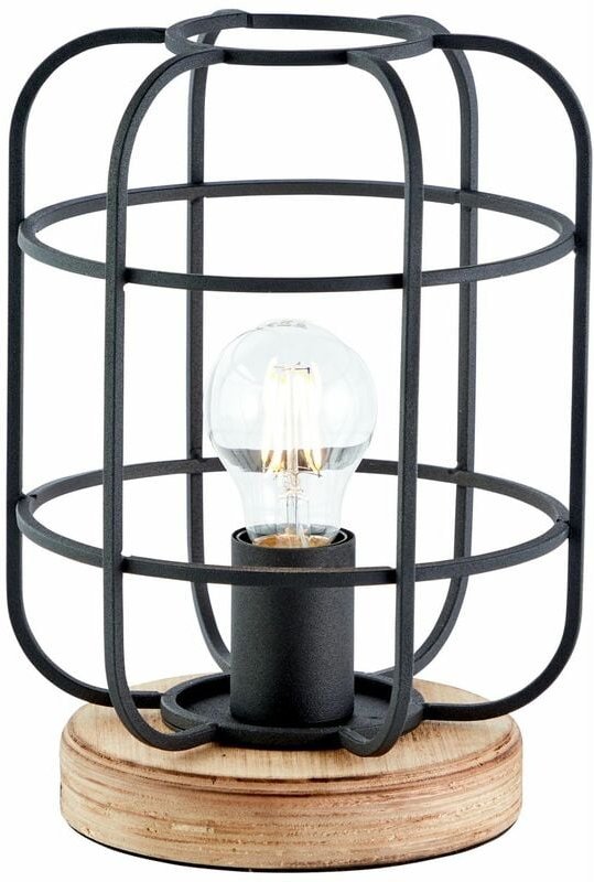Brilliant - Lampe, Gwen Tischleuchte antik holz/schwarz korund, Metall/Holz, 1x A60, E27, 40W,Normallampen (nicht enthal...