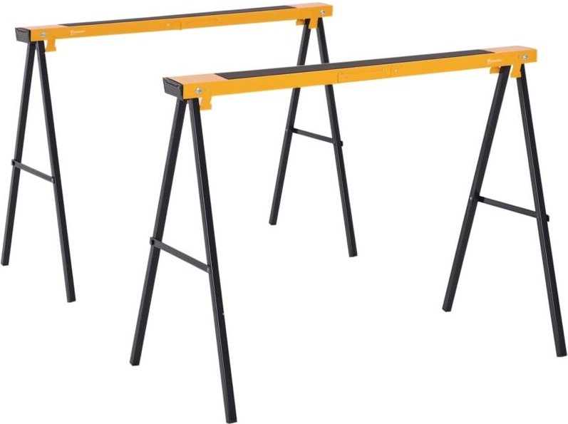 2er-Set Arbeitsbock Sägepferd Klappbar Unterstellbock rutschfest Metall Gelb 99,5 x 50 x 76 cm - Durhand