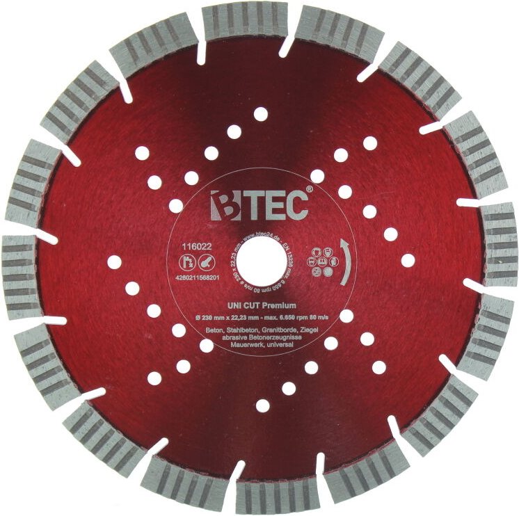 Diamanttrennscheibe Btec uni cut Premium 230 mm