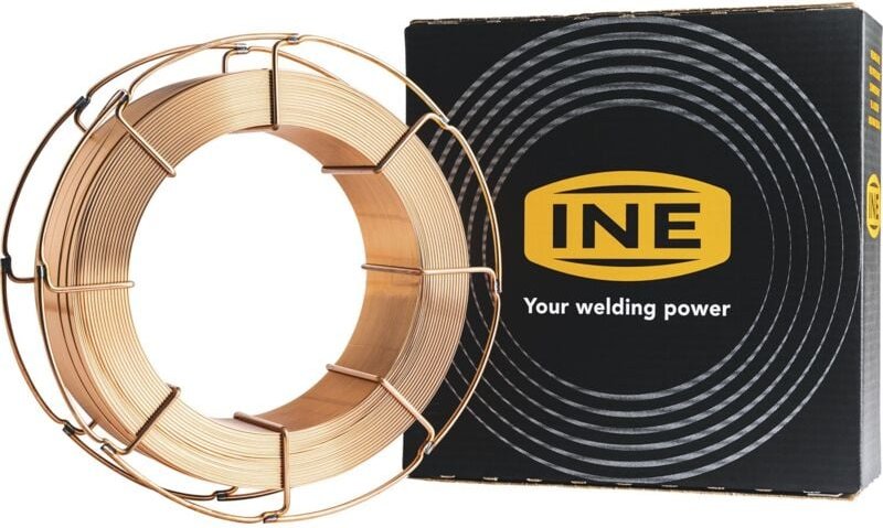 INE - Schweißdraht Co2 SG2 K300 für Mag Schweißgerät - Fülldraht 1,0 - Drahtelektrode verkupfert, 15kg Rolle