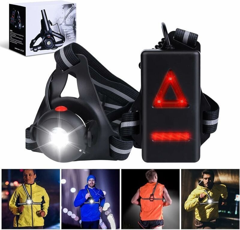 Thumbnail - Lauflicht – per USB wiederaufladbares Lauflicht, 500 Lumen, IPX6 wasserdichtes Lauf-Brustlicht, 3 Modi und 90° verstellb...