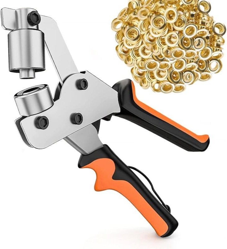 10 mm Metallösen-Set, Ösenzange mit 300 Ösen, Ösenstanzzange, professionelles Locher-Set für Plane, Stoff, Leder, Karton...