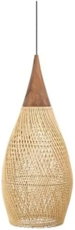 Vintage-Pendelleuchte aus beigefarbenem Rattan, 35 × 70 cm – Geflochtener Rattanschirm, dekorative Leuchte für Ess- oder...