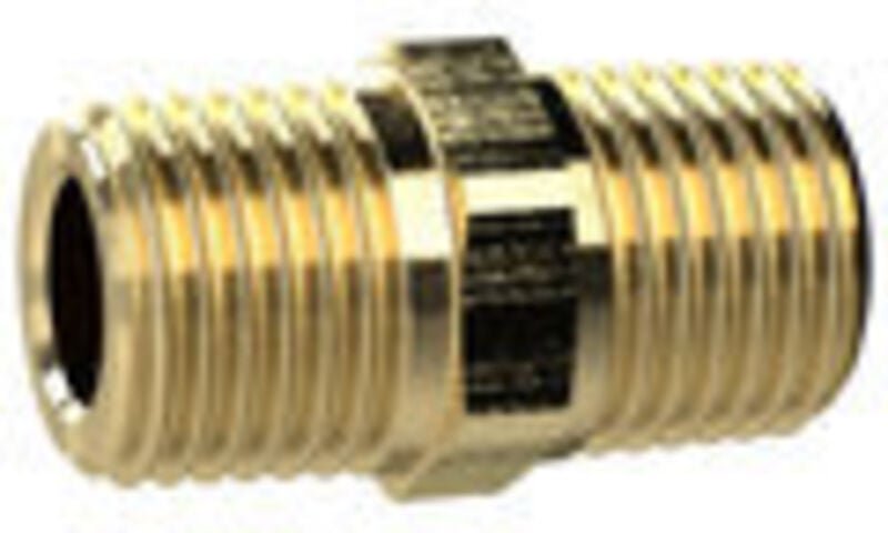 Doppelgewindenippel, r 3/8 a., r 3/8 a., sw 19, Messing - Riegler