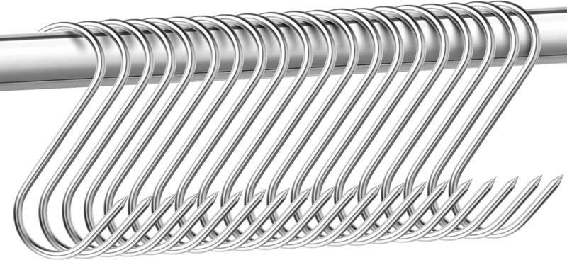 Set mit 15 Edelstahl-Fleischerhaken – 15 cm – S-förmige Haken – Für Bad, Schlafzimmer, Büro, Küche, Geschäft, Fleischver...