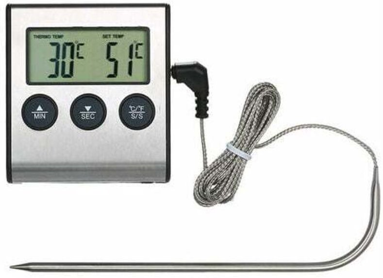 Shining House - Lebensmittel-Kochthermometer mit Alarm-Timer-Funktion, Lebensmitteltemperaturanzeige für Küchengrill