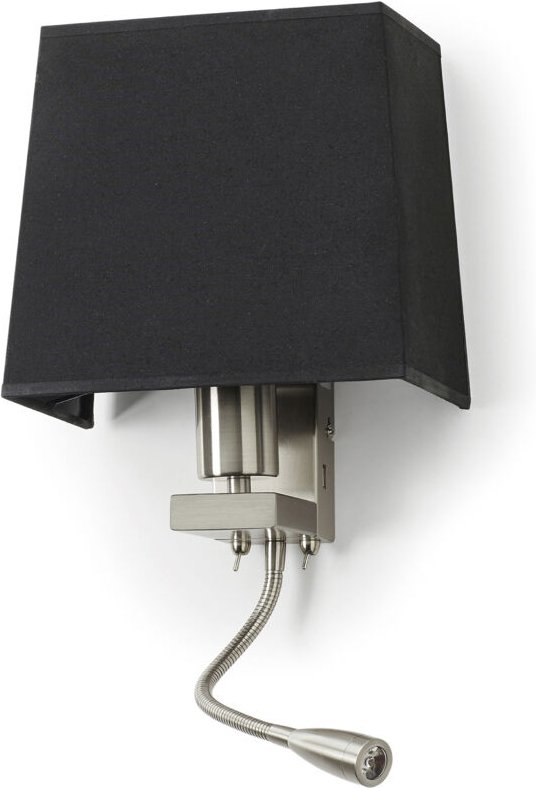 EXO - Wandleuchte Lesertilt Firenze 2x An-Aus E27 60w+Led Smd 3w 240lm Cri80 3000k Satin-Nickel