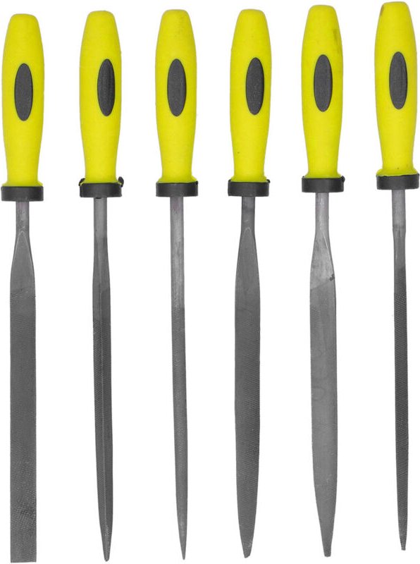 Fafeicy 6-teiliges kleines Feilenset, Stahlpolierfeilen für Metall, rund, exzellenter TPR-Griff, quadratische Spitze/fla...
