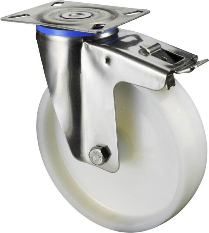 Lenkrolle mit Fst. Edelst.Rad-d 125mm 150KG Tragfür - Bs Rollen