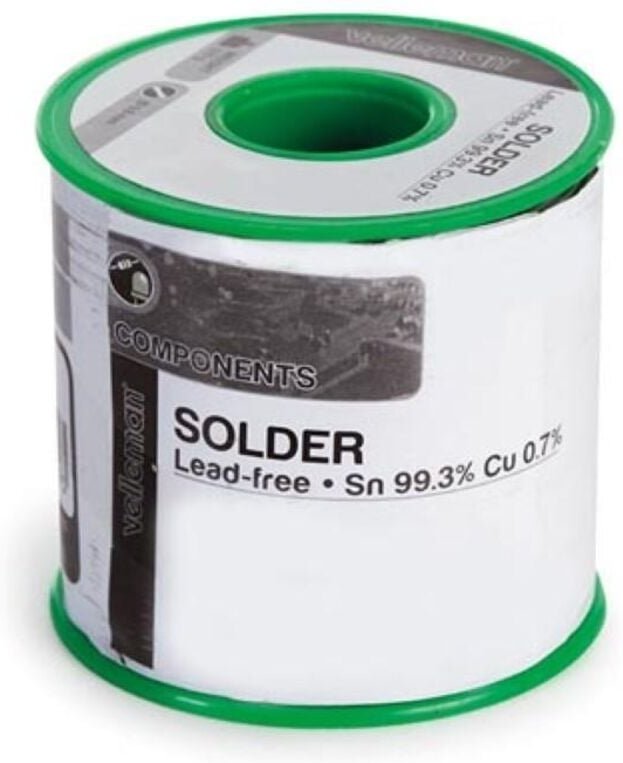 Velleman Lötdraht, bleifrei, Sn 99.3 %, Cu 0.7 %, 0.8 mm, 500 g, Spule