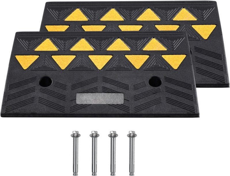 Mophorn Bordsteinrampe aus Gummi, 2er-Pack, 12,7 cm Steighöhe, robuste Tragkraft von 15,000 kg, Schwellenrampen für Einf...