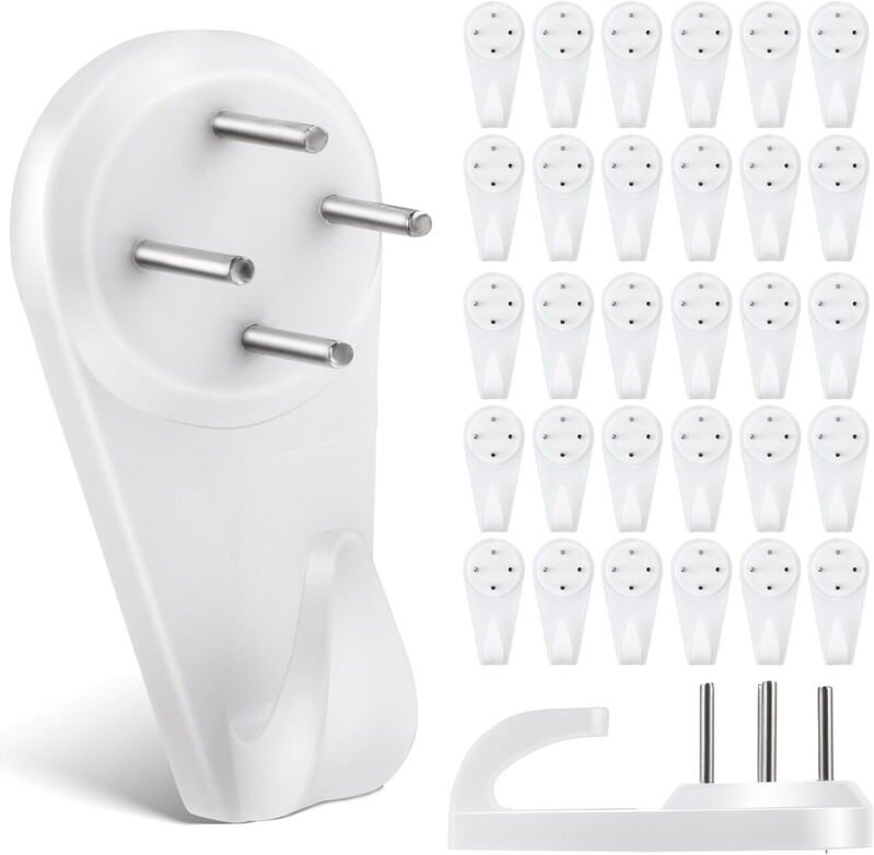 50 Stück weiße Wandhaken ohne Bohren zum Annageln – multifunktionale, unsichtbare Wandhaken – Bilderaufhänger ohne Bohre...