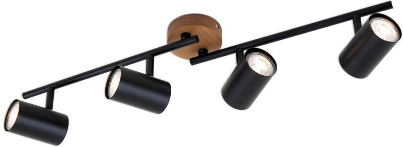 Briloner - Deckenspot retro vintage dreh- & schwenkbar 4x GU10 Schwarz Holzbasis