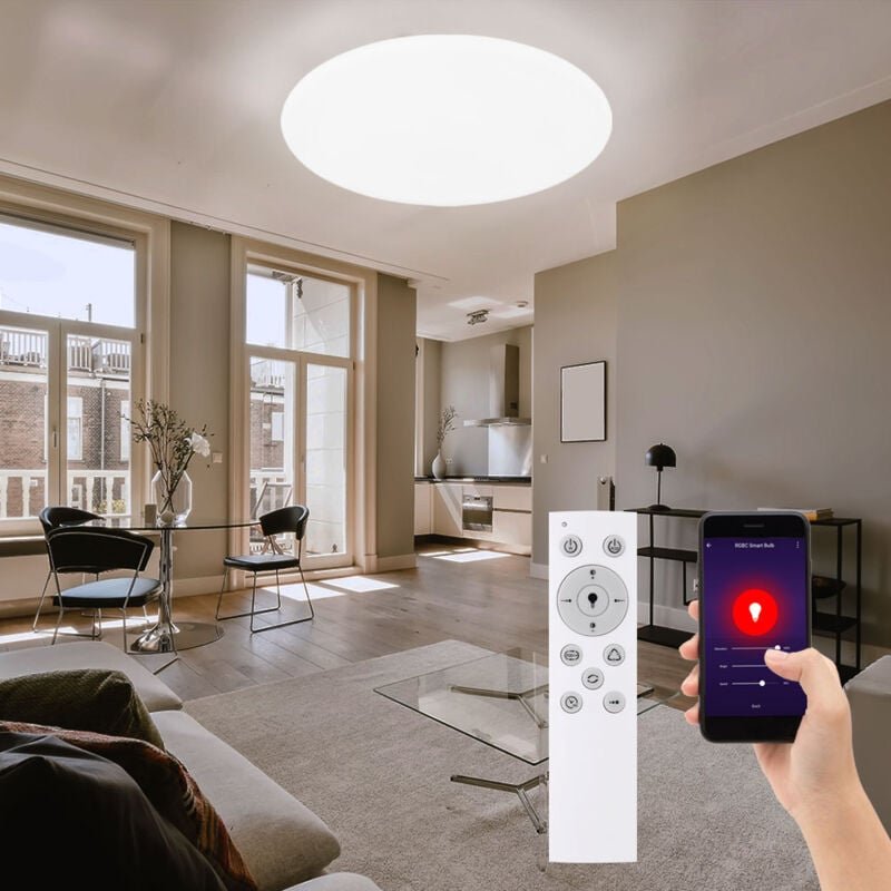 Thumbnail - Smart led Deckenleuchte Schlafzimmerleuchte mit Fernbedienung Deckenlampe App dimmbar, cct Schaltung Farbwechsel, 19W 10...