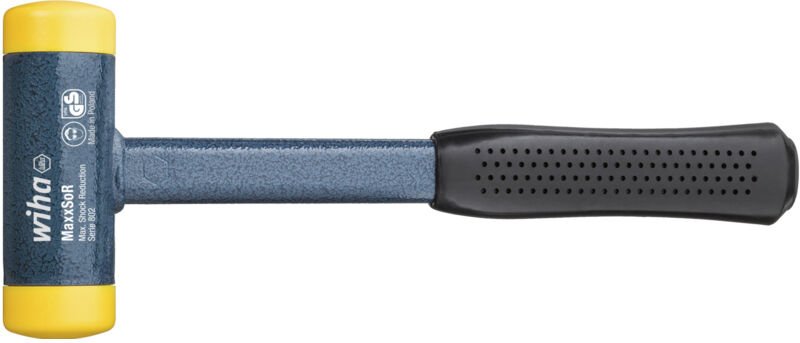 Schonhammer rückschlagfrei, mittelhart mit Stahlrohrstiel, Rund-Schlagkopf 45, 310 mm (02126) - Wiha