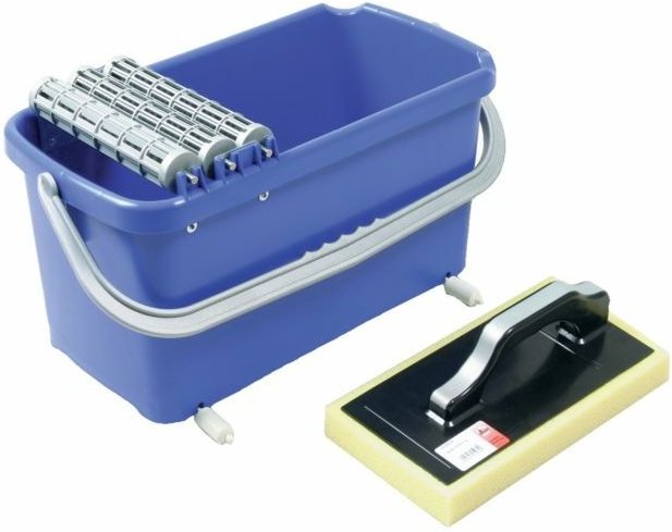 Waschsystem maximo Profi 23 l mit Metallachsen set 2 mit Waschwalzen, Laufrollen und Hydro-Rasterschwammbrett