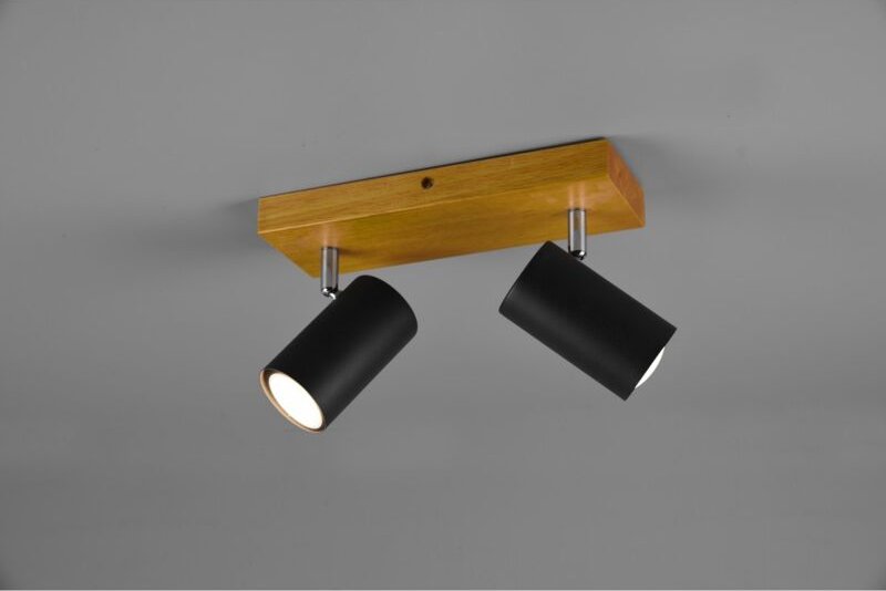 Iperbriko - Marley Spotlight 2 Spot GU10 Schwarz und Holz L26 cm Trio Beleuchtung