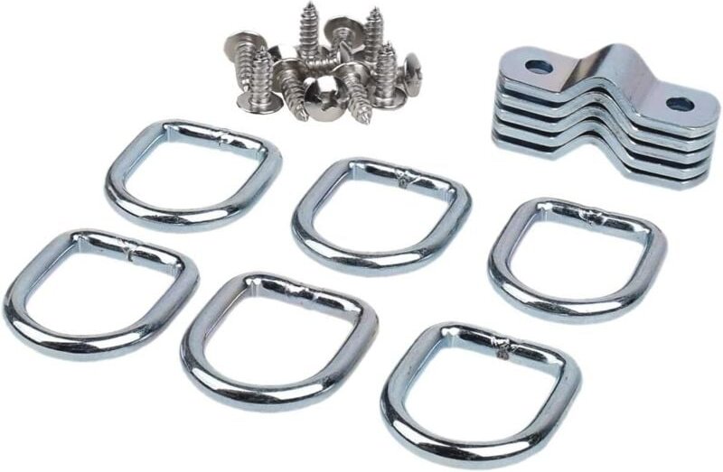 Lntyq - 6-teiliger D-Ring-Zurrgurt-Lastankerring, Anhängeranker, geschmiedeter Zurrring mit 12 Schrauben zum Sichern der...