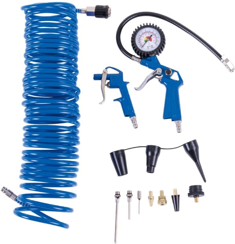 Thumbnail - 14tlg. Kompressor Zubehörset Reifenfüllmessgerät Blaspistole 1/4 Zoll - Scheppach