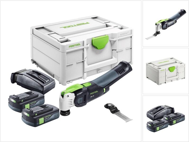 Vecturo osc 18 E-Basic Akku Oszillierer 18 v Starlock Max Brushless + 2x Akku 3,0 Ah + Ladegerät + Systainer - Festool