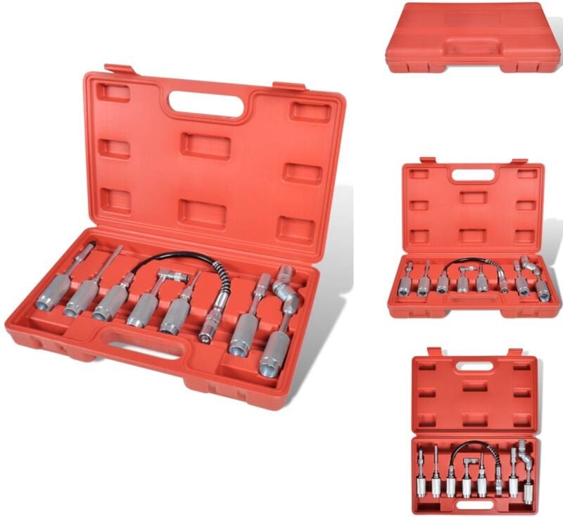 Adapter Fettpressen, 7 tlg. Set, Panzerschlauch - Fettpresse Zubehör - Schmiernippel Satz - Adapter - Panzerschlauch - W...