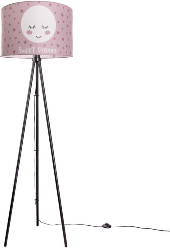 Paco Home - Kinderlampe Stehlampe Kinderzimmer Lampe Mit Mond-Motiv Deko Stehleuchte E27 Dreibeinig Schwarz, Pink (Ø45.5...