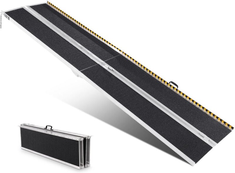 Tragbare Rollstuhlrampe 3 m 363 kg Tragkraft rutschfeste Aluminium-Klappschwellenrampe faltbare Rollstuhlrampe für Mobil...