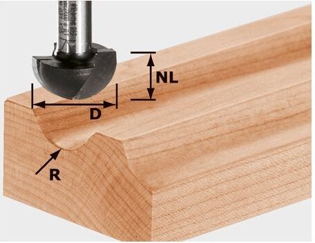 Hw S8 R6,35 Hohlkehlfräser 12,70 x 10 x 40 x 8 mm ( 490984 ) für Oberfräse of 900, of 1000, of 1010, of 1010 r, of 1400,...
