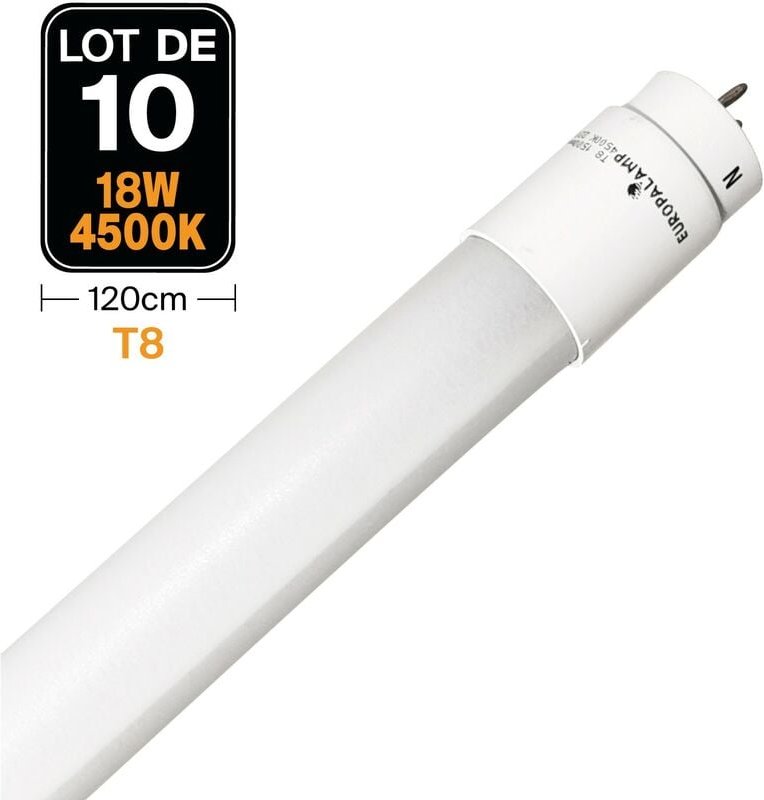 Europalamp - 10 Röhren Neon led 18W 120cm 120cm T8 Blanc Neutre 4500k Gamme Pro