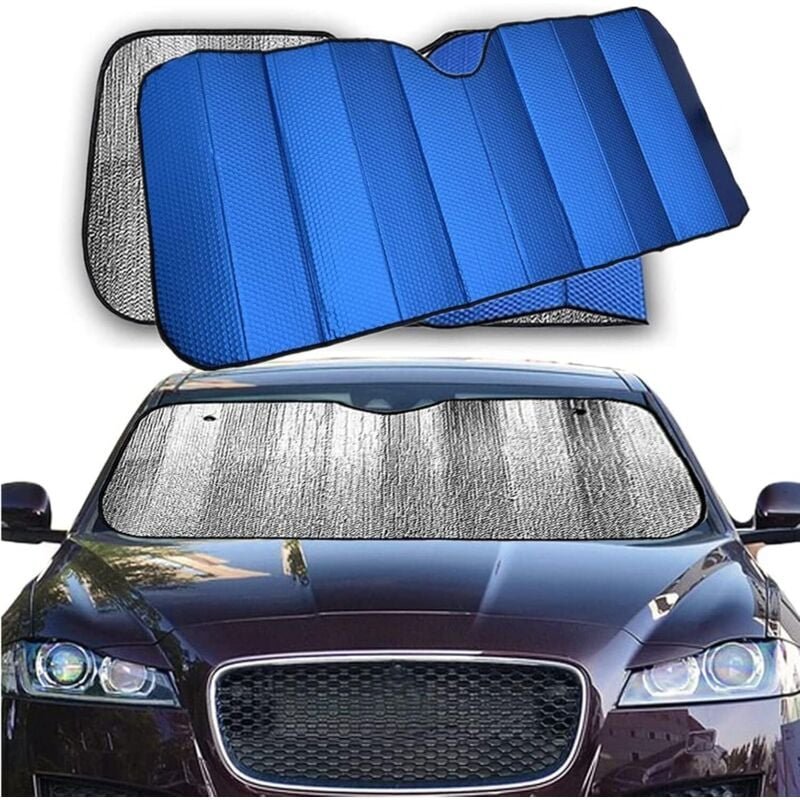 Faltbarer Auto-Sonnenschutz, Innen-Sonnenschutz für die Windschutzscheibe mit Gummiband und Saugnapf, UV-Schutz 145 x 70