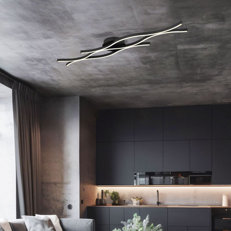 Globo - led Deckenlampe Designleuchte gewellt Deckenleuchte schwarz Modern, opal, Alu Metall, 35W 1220Lm warmweiß, LxBxH...