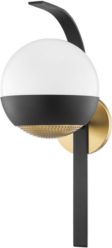 Aly 1 Licht Wandleuchte Messing, Schwarz, Glas