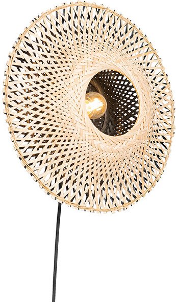 Orientalische Wandleuchte Rattan 35 cm mit Stecker - Rina