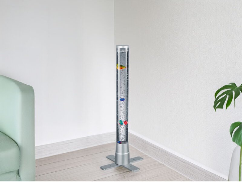 Trio - Sprudelnde Farbwechsel led Lichtsäule motion Wassersäule & Deko Fischen h. 61cm