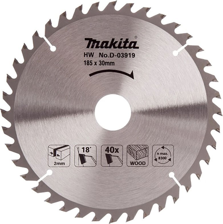 D-03919 Standard-Kreissägeblatt tct 185 x 30 mm 40T Holz - Makita