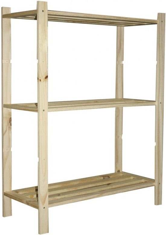 Kiefernholzregal, 3 Böden, B.70 x T.30 x H.90 cm CENTRALE BRICO