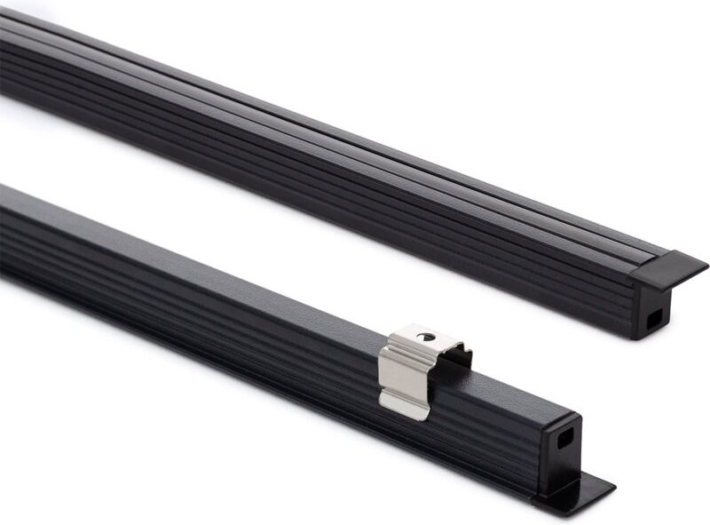 Aluminiumprofil Einbau 2m für LED Streifen bis 6mm Schwarz 2 m Transparente