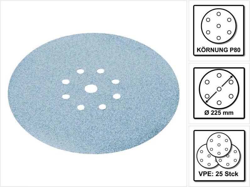 Stf D225/8 Granat Schleifscheiben 225 mm für planex P80 gr / 25 Stück ( 499636 ) - Festool