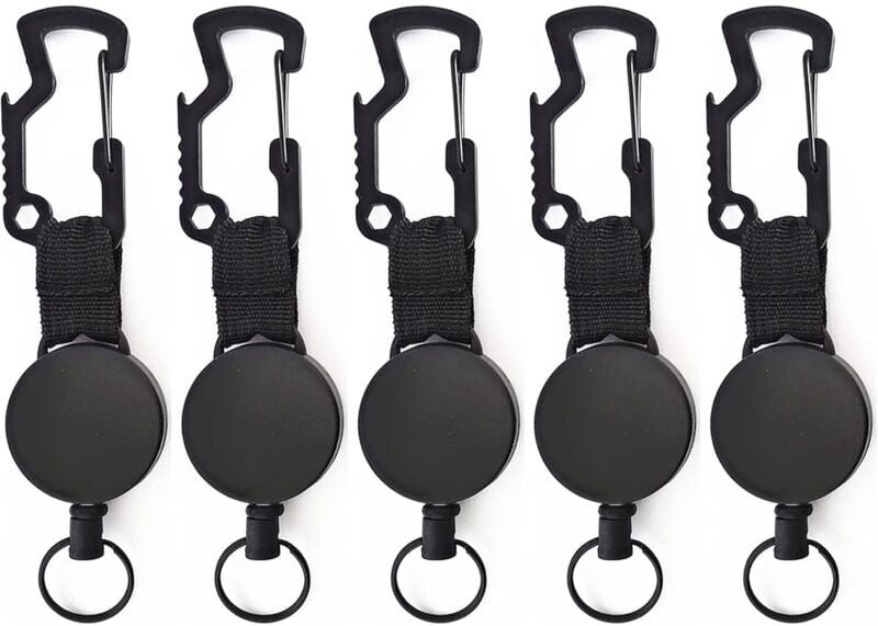 Sollbry - 5-teiliger Teleskop-Schlüsselanhänger, einziehbare Spule, robuster einziehbarer Schlüsselanhänger, geeignet fü...
