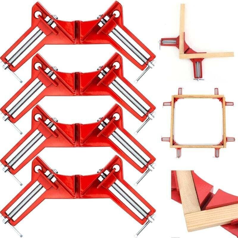 4-teilige 90-Grad-Winkelklemmen, verstellbare Eckklemmen, Gehrungsklemmen, Schraubklemmen-Set, Eckklemmen für die Holzbe...
