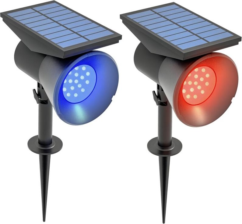 Solarleuchten, 2 Stück Solarlampen, Solar Gartenleuchte mit 2 Lichtfarben, Boden-/Wandmontage, IP54 Wasserdicht für Balk...