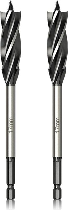 Qiyao - Professionnel Foret à Bois 17mm x 165mm x 2Pcs Mèche à Tarière avce Auto-alimenté Pointe Pilote, 1/4 Pouce Tige ...