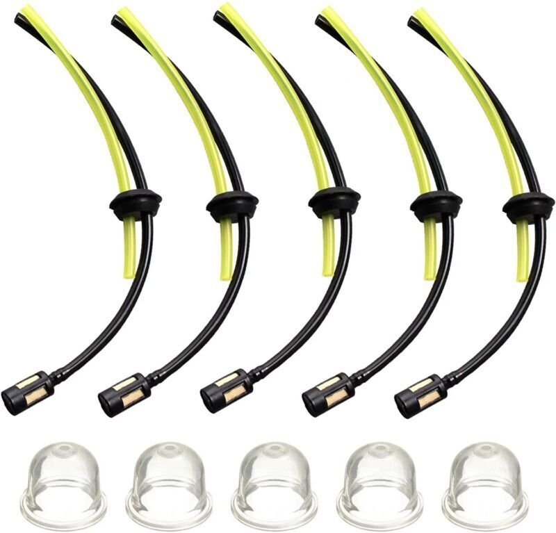 5-teiliges Kraftstoffschlauch-Set mit Filter und Kraftstoffvorpumpen, 27,5 cm Länge, für Freischneider, Rasenmäher, Laub...