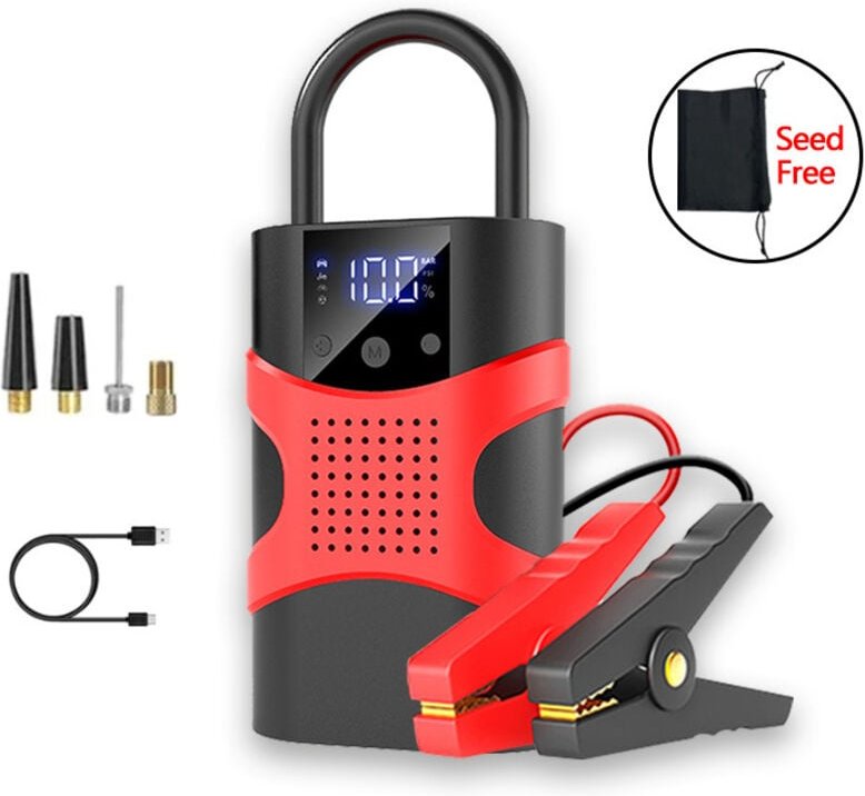 Autobatterie-Booster mit Kompressor, 1800 A Motorrad-/Autobatterie-Booster (bis zu 8,5 l Benzin oder 7,0 l Diesel), 1480...