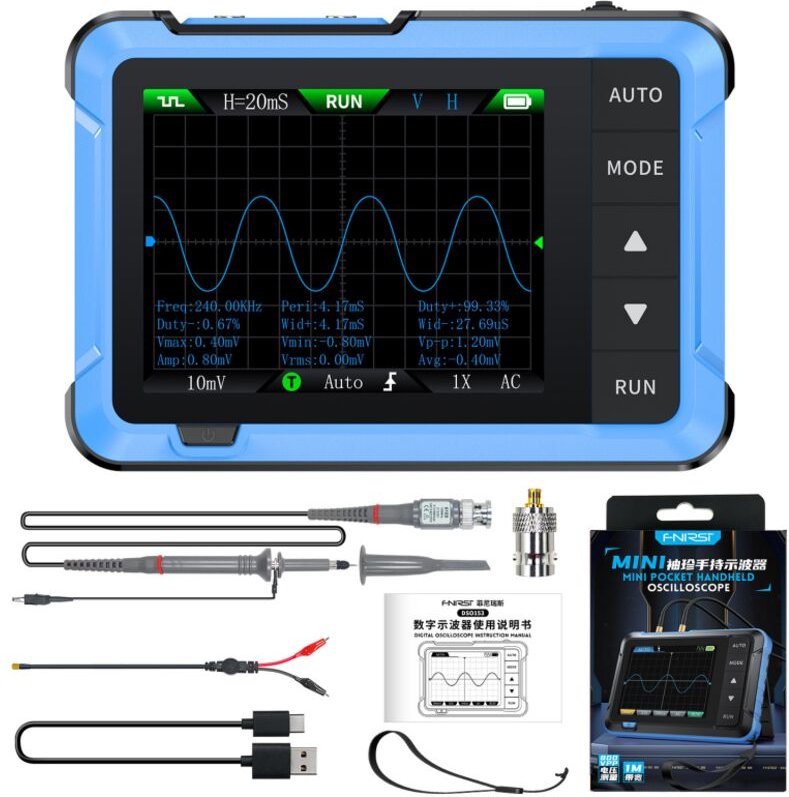 Oscilloscopio digitale portatile con generatore di segnale multifunzione compatto, 48 MS/s, 10 MHz, ideale per applicazi...