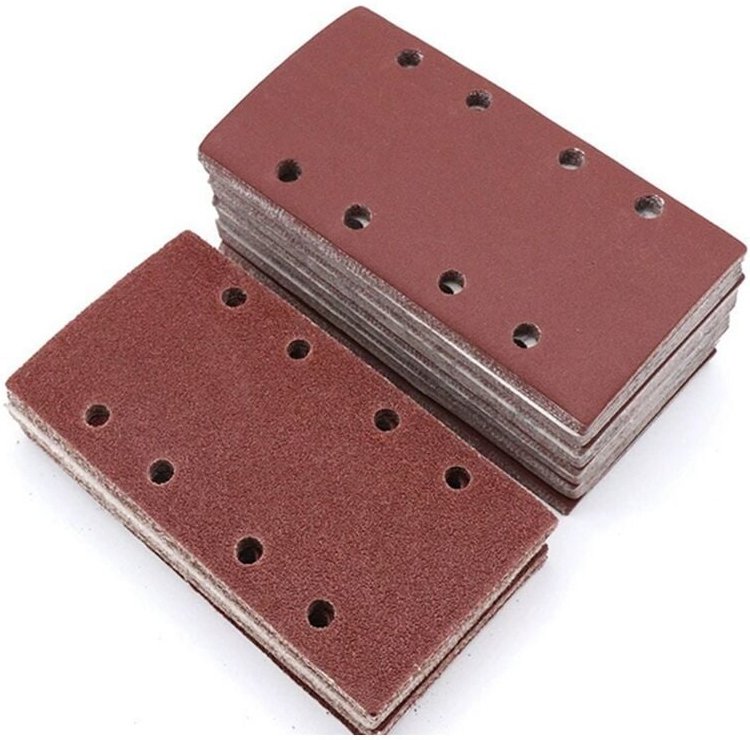 40 Stück quadratisches Schleifpapier, beflocktes Schleifpapier, 8 Löcher, 40–80, Sortiment Schleifblätter für Autopolitu...